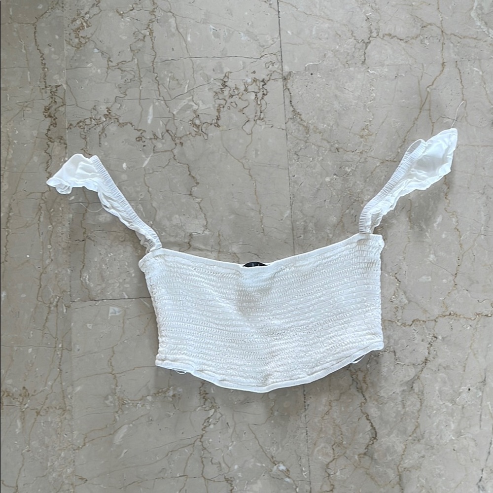 Lulu's White Sleeveless Crop Bustier Tank Top